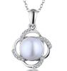 Zigzag Flower Freshwater Bride Pearl Pendant 925 Silver Necklace Set Mother