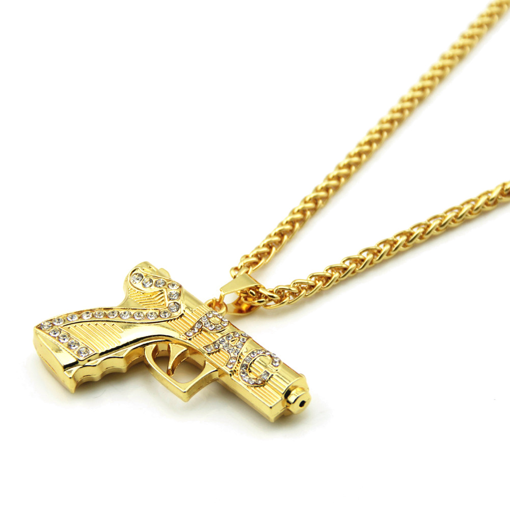 Hip Hop Pistol And Letter Necklace Pendant Fashion Jewelry