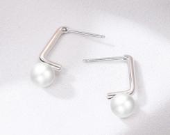 Simple Pearl Metal Earrings 925 Sterling Silver Gold-plated Earrings