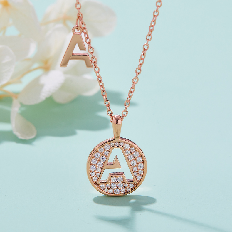 Alphabetic series A Lovely Rose Gold Necklace