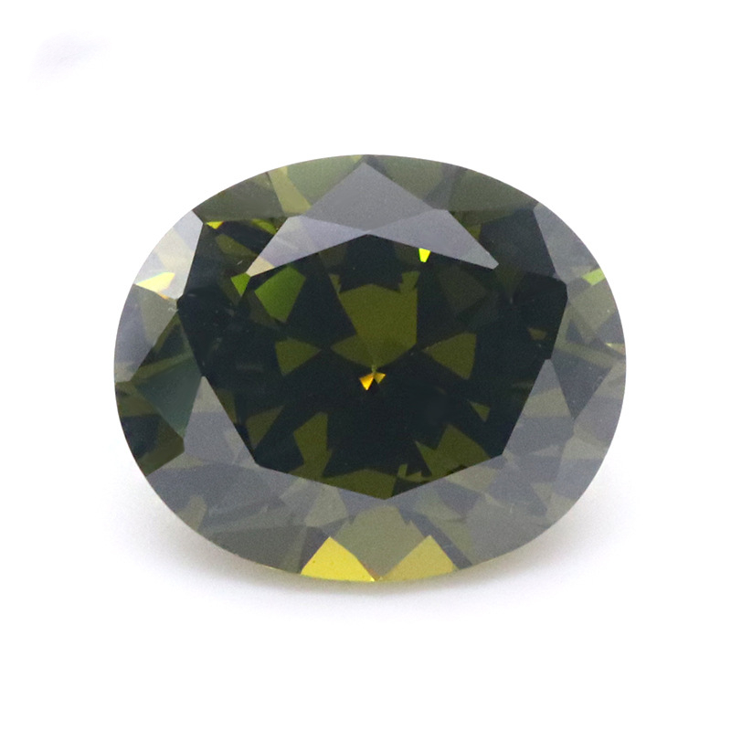 VVS Olive Green 5A Oval 3EX Cubic Zirconia