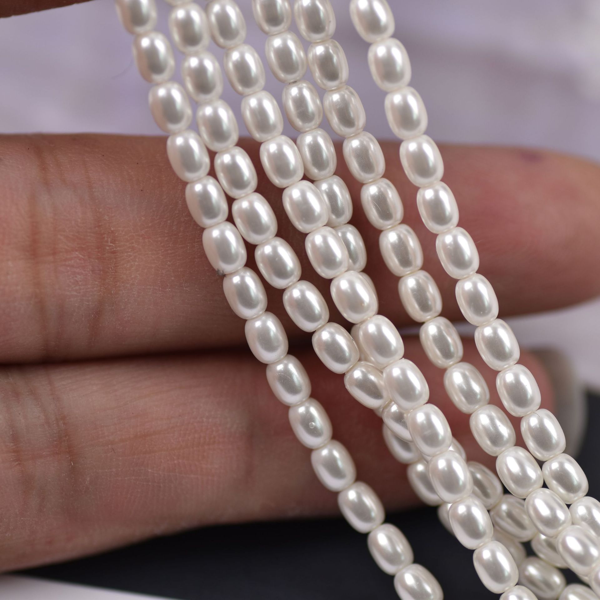 Imitation Natural Freshwater Pearl 3mm Synthetic Rice Grain Pearl Loose Pearl DIY Jewelry Semi-finished Products Wholesale