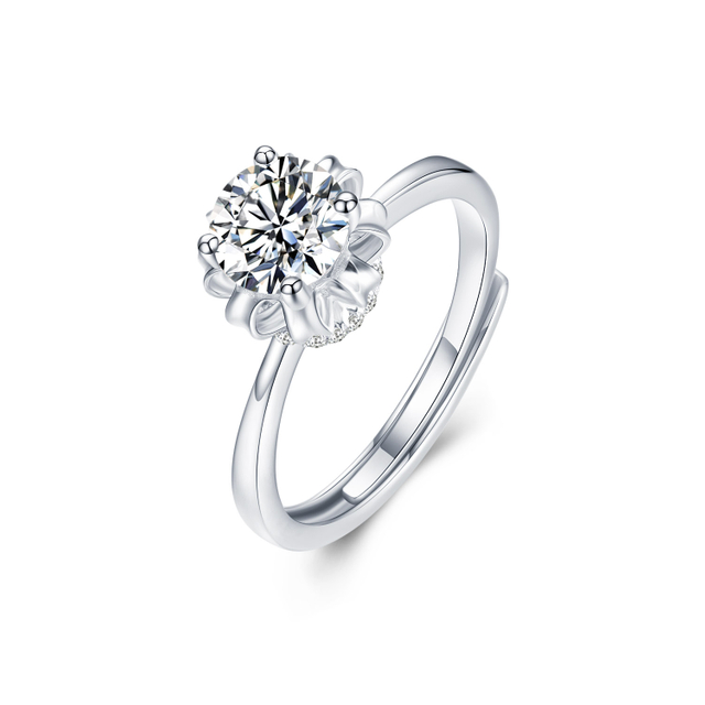 Crown Ring Support VVS Moissanite 925 Silver Plated Platinum Ring