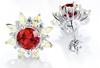 Ruby Sterling Silver Stud Earring for Women Fine Jewelry Ruby Yellow Zircon Romantic Style