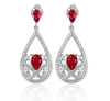 925 Sterling Silver Jewelry Rubi Gemstones Diamond Dangle Drop Earrings for Women Red Crystal