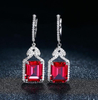 Red Ruby Real Sterling Silver Earring Women Charming Style Created Ruby Octagon Cut Wedding Jewelry Gifts