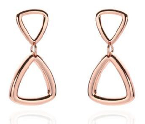 Double Triangle 925 Sterling Silver Gold Plated Women's Earrings