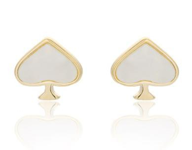 Poker Series 925 Sterling Silver Gold-plated Love Earrings