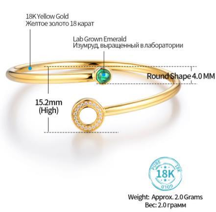 Grandmother Emerald Bracelet Women's 18K Gold Romantic Engagement Gift