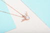 Rose Gold Lovely Deer 925 Sterling Silver Plated 14K Platinum Moissanite Necklace