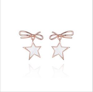 Bow Star 925 Sterling Silver Plated Women's Cute Earrings