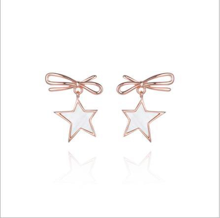 Bow Star 925 Sterling Silver Plated Women's Cute Earrings