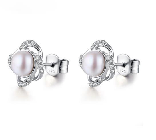 Elegant Pearl Earrings 925 Sterling Silver Plated Fashion Earrings