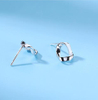 Geometric Series 925 Sterling Silver Plated Women's Triangle Cute Earrings