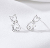 Elegant Kitten 925 Sterling Silver Plated Women's Earrings