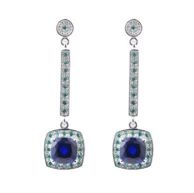 Blue Gem 925 Sterling Silver Plated Fashion Moissanite Earrings