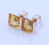 Square Champagne Transparent Earrings 925 Sterling Silver Gold Plated Earrings