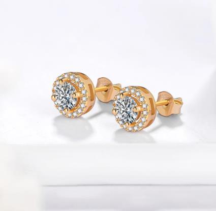 Gorgeous Gold Round Earrings 925 Sterling Silver Plated Gold Earrings