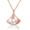 New S925 Silver Geometric Necklace Woman Contracted Pearl Pendant Personality Triangle