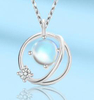 Fashionable New Korean Cosmic Moonstone 925 Silver Necklace Small Fresh Dream Planet