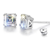 White Transparent Square Cut Gem Earrings 925 Sterling Silver Gold Plating Earrings