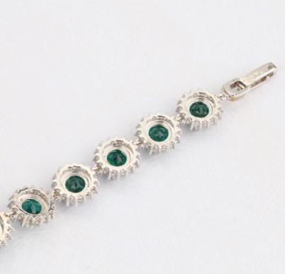 Artificial Emerald Round women's fashion 925 Sterling Silver classic Bracelet