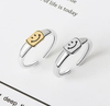 Lovely expression smiling face open bracelet ring women's fashion niche simple smile ring