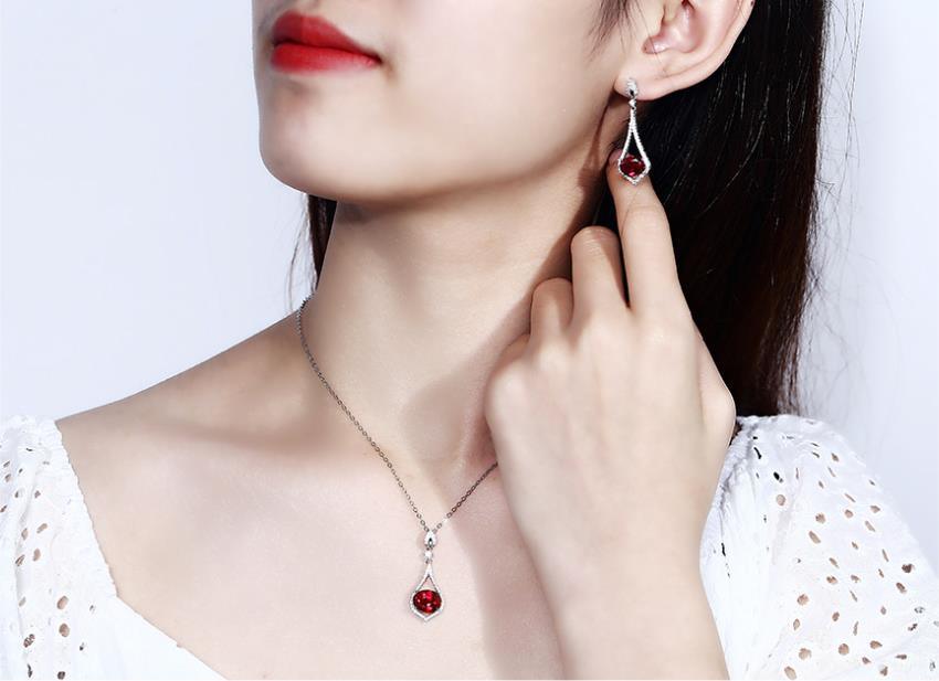 Ruby Silver Jewelry Earrings S925 Exquisite Fashion Romantic Style Jewelry Gifts