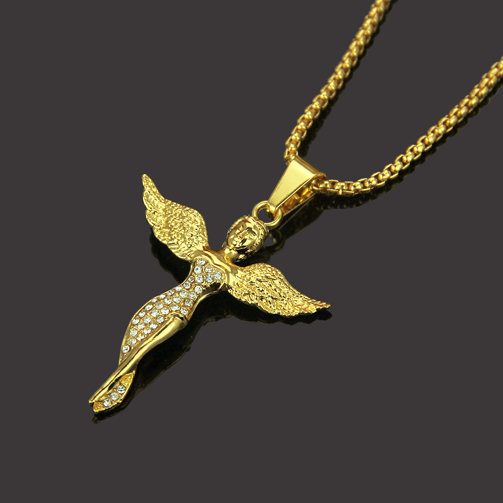 Custom Gold Stainless Steel Angle Chain Necklace Jewelry