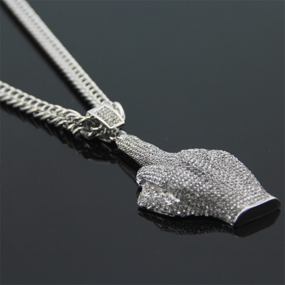 Hip Hop Satire Silver Color Necklace Moissanite Pendant