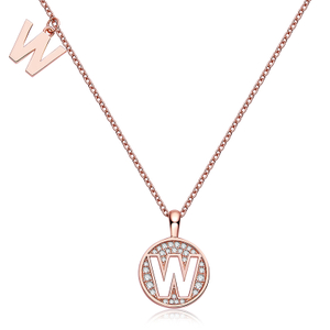 Alphabetic series W Lovely Rose Gold Necklace