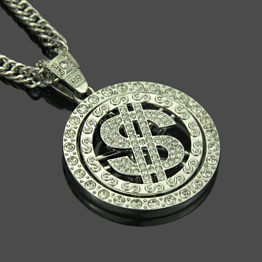 Hip Hop Silver Dollar Pendant Necklace