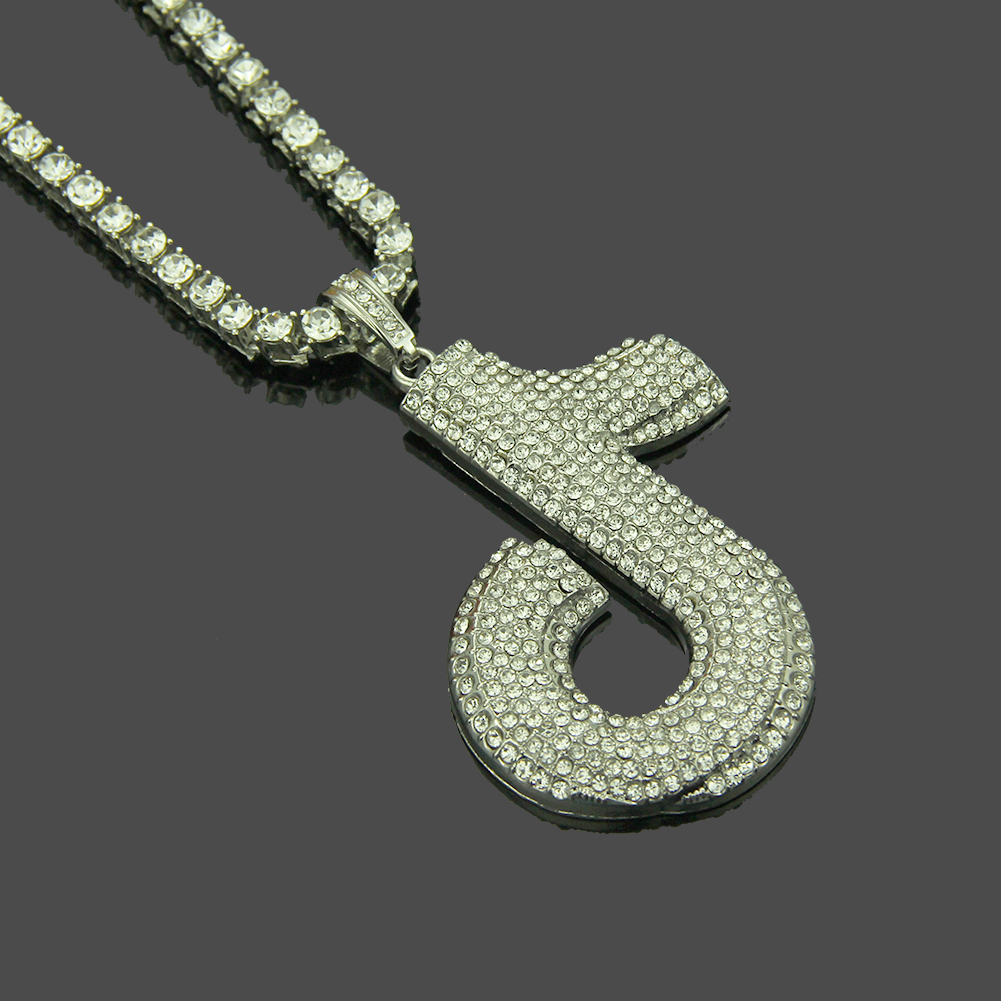 Silver Hip Hop Tik Tok Necklace Note Pendant