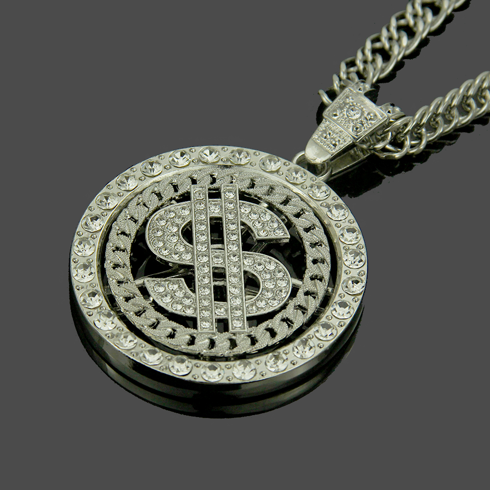 Hip Hop Rotating Dollar Necklace Pendant