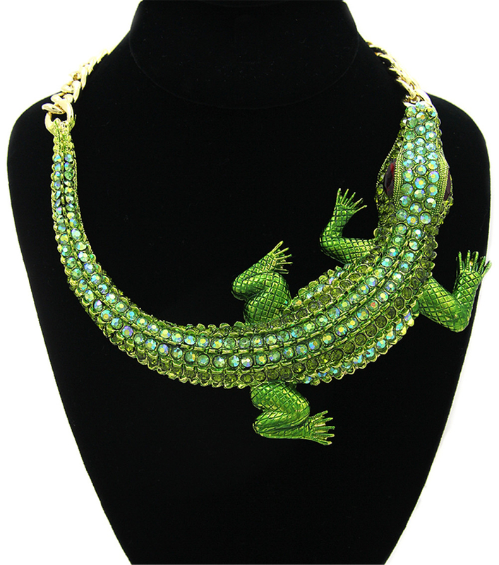 Hip Hop Style Halloween Green Crocodile Necklace Pendant