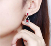 925 Sterling Silver Jewelry Rubi Gemstones Diamond Dangle Drop Earrings for Women Red Crystal