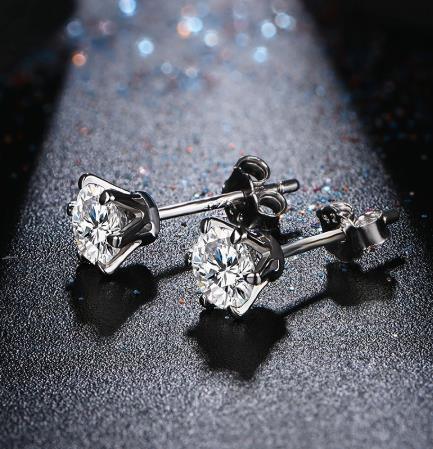 New Arrival Moissanite Gemstone Stud Earrings for Women Solid 925 Sterling Silver D Color