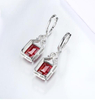 Red Ruby Real Sterling Silver Earring Women Charming Style Created Ruby Octagon Cut Wedding Jewelry Gifts