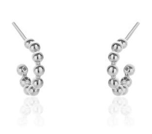 Beaded Design 925 Sterling Silver Plated Simple Earrings