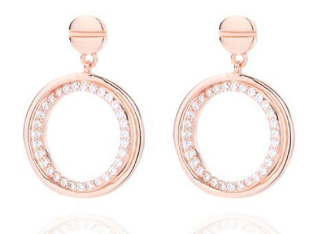 Small Round Inlaid Gem 925 Sterling Silver Gold-plated Fashion Earrings