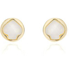 Small White Peach 925 Sterling Silver Gold-Plated Cute Earrings