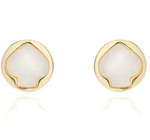 Small White Peach 925 Sterling Silver Gold-Plated Cute Earrings