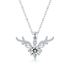 Lovely Antler 925 Sterling Silver 14K Platinum Plated Moissanite Necklace