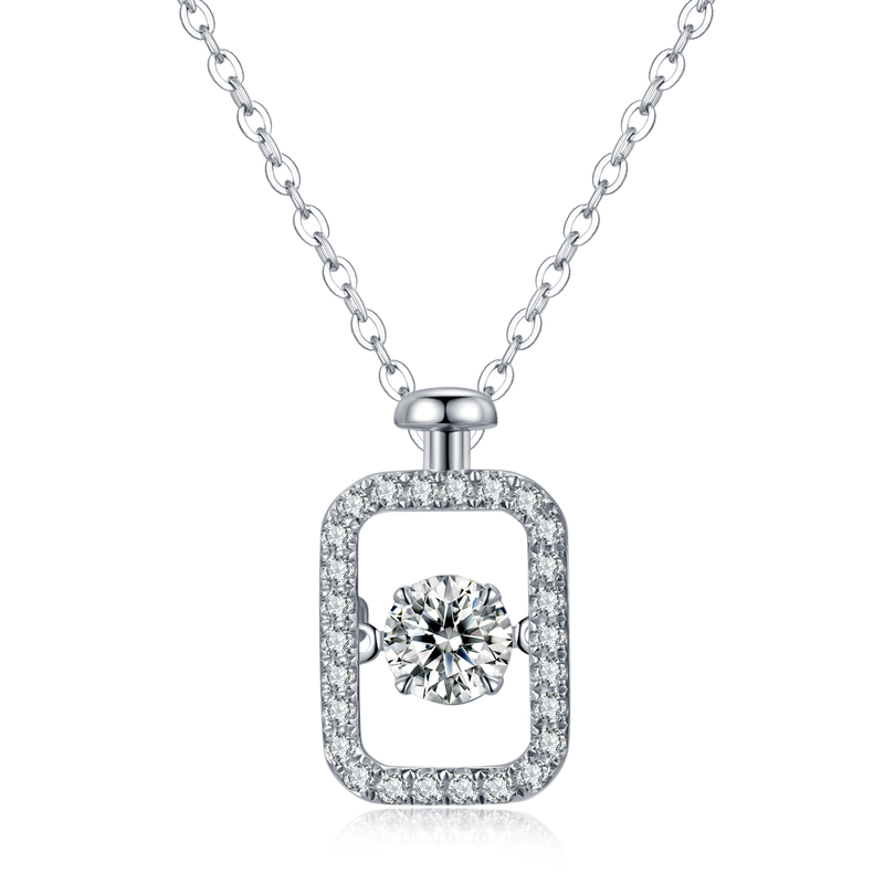 Wish Drifting Bottle 925 Sterling Silver Plated 14K Platinum Moissanite Necklace