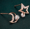 Star Moon 925 Sterling Silver Gold Plated Pop Earrings