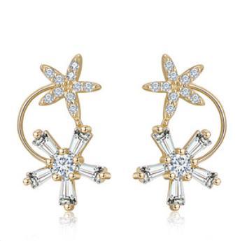 Vine Flower 925 Sterling Silver Gold-plated Cute Earrings