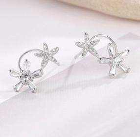 Vine Flower 925 Sterling Silver Gold-plated Cute Earrings