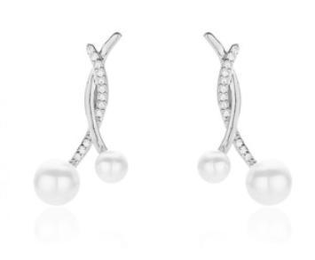 Elegant Interwoven Pearls 925 Sterling Silver Gold-plated Earrings