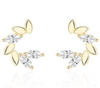 Elegant Wreath 925 Sterling Silver Gold-plated Cute Earrings