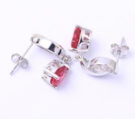 Precious Ruby 925 Sterling Silver Plated Fashion Earrings